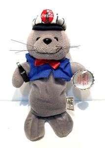 With Tags Coca Cola Gray Seal in Delivery Outfit Bean Bag Plush 1998 - 9 inches - Picture 1 of 12
