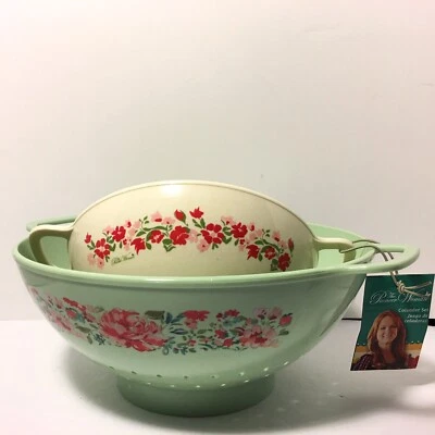 THE PIONEER WOMAN MELAMINE COLANDER SET OF 2 (1 & 3 QUART SIZE) STRAINER ..NEW - Image 1 of 4