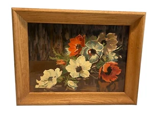 Vintage Malen nach Zahlen Blumenbilder gerahmt komplett MCM Cottagecore 11x14 - Bild 1 von 4