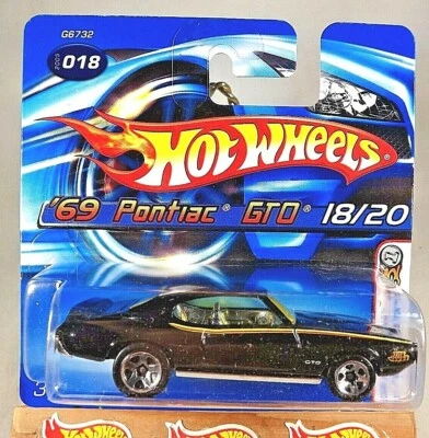 2005 Hot Wheels #18 First Editions Realistix '69 PONTIAC GTO Black 5Sp ShortCard - Image 1 of 4