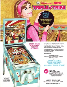 Triple Strike Pinball FLYER Original Unused Vintage Bowling Retro Artwork 1975 - Picture 1 of 1