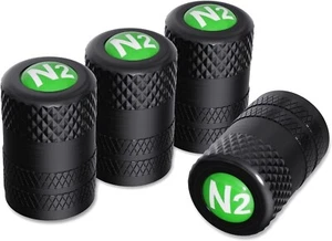 4 Pezzi Tappi Stelo Valvola Pneumatici Alluminio con Logo Azoto N2, Copri Stelo Universali - Foto 1 di 4