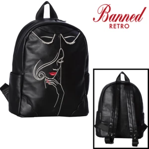 Banned Apparel Model Face Retro Vintage Faux Leather Backpack - Picture 1 of 4