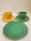Vintage Set Of 2 Fiestaware Coffee  Cups  W/saucers & 1 Extra 7.5" Plate -...