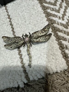 Vintage JOAN RIVERS XV LIBELLE Käfer Emaille Aurora Borealis Kristall Anstecknadel Brosche - Bild 1 von 4