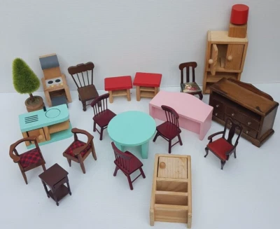 Bulk Miniature Vintage Doll House Furniture 1:12 Stunning Red Wood Fine chairs - image 1 of 4