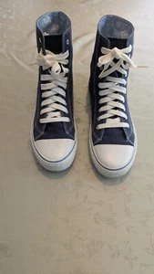 City Sneaks Mujer Azul Marino/Blanco Plataforma Lona Hitop Zapatillas Talla 10 - Imagen 1 de 7