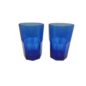Juego vintage de vasos de vidrio Crisa Boston azul cobalto 10 oz - Imagen 1 de 4