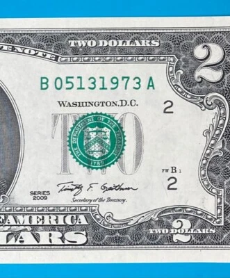 May 13, 1973 : B 05131973 A BIRTHDAY Note $2 Two Dollar Bill *UNC* - Image 1 of 3