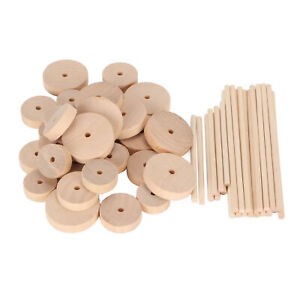 Unfinished Wood Wheels DIY Polished Round Wheel Wooden Pieces For DIY Spares FST