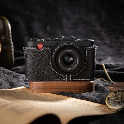 Para Leica X-E Typ 102 X2 X1 Negro Cuero Real Media Cámara Estuche Bolsa Cubierta Foto 1 de 4