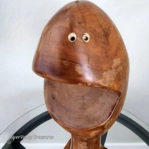 RARE Vintage Large Mid-century Brutalist Wood Carved Sculpture Bust MCM OOAK - Picture 1 of 20
