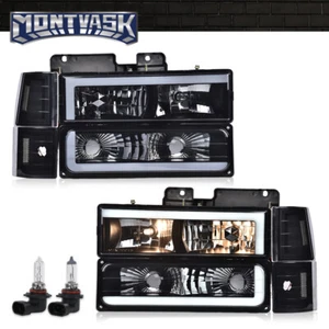 Fit For 94-00 Chevy GMC C/K 1500 2500 3500 LED DRL Headlights Bumper Lamps Smoke - Picture 1 of 10