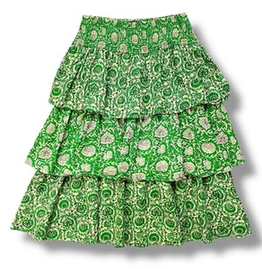 House of Harlow 1960 Tiered Floral Boho Smocked Midi Skirt Size Large - Picture 1 of 4