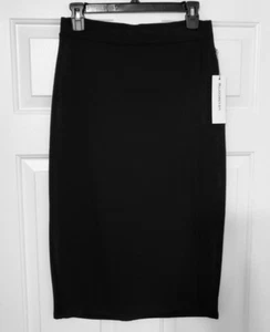 Liz Claiborne Black Pencil Skirt Womens Small Faux Wrap Pull On Midi Stretch - Picture 1 of 6