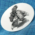 Boucle ceinture aigle oiseau gravé art naturel neuf années 80 marbre du Montana .XTT463