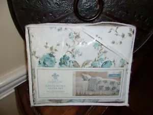 New Simply Shabby Chic Aqua Rose Floral Twin Duvet Cover & Sham Set 2pc - Picture 1 of 3