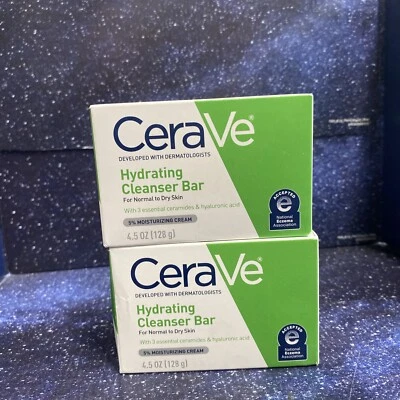 2 barras de limpeza hidratantes CeraVe pele seca normal ceramidas e ácido hialurônico 4,5 - Imagem 1 de 4