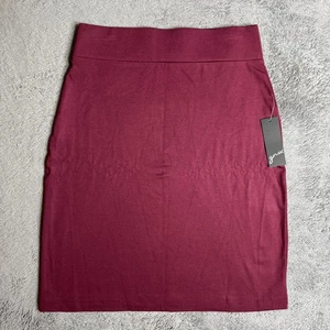 GNW Burgunderrot Rock Neu mit Etikett L Pull On Weinrot Stretch Stoff Midi Bleistiftrock - Bild 1 von 7