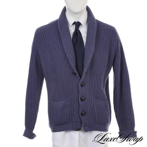 #1 MENSWEAR Ballantyne Scotland 100% CASHMERE 4Ply Ultraviolet Thick Cardigan 48 - Picture 1 of 6