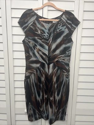 Vestido vaquero tejido manga gorra estampado animal abstracto Calvin Klein para mujer talla 12’s Foto 1 de 4