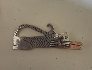 925 Sterling Silver Brooch Cartoon Style Cat  Pin - Picture 1 of 5