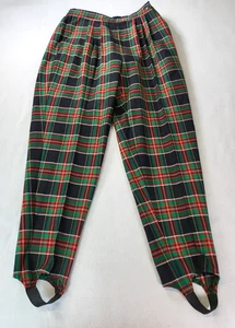 Vintage Karen Scott 90er grün Schottenkaro Steigbügelhose Größe 14 Urlaub - Bild 1 von 14