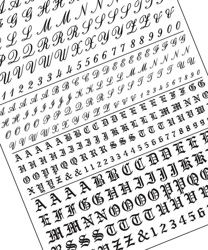 Hochwertige Zahlen und Buchstaben Trockentransferblätter Woodland Scenics