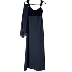 Y2K Vintage Betsy & Adam Blue Velvet Empire Waist Maxi Prom Dress Gothic Fairy - Picture 1 of 7