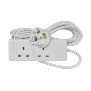 Cable de alimentación de 1/2/3/5/6 m de extensión de red de 2 vías 13A blanco - Imagen 1 de 2