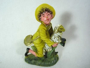 Vintage Woolworth Made In Italy Hard Plastic Nativity Gold Shepherd  3.5” - Picture 1 of 8