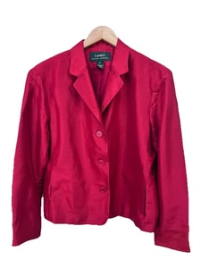 Blazer Ralph Lauren Seda Texturizado Top Rojo Manga Larga Forrado 12 Clásico Preppy - Imagen 1 de 10