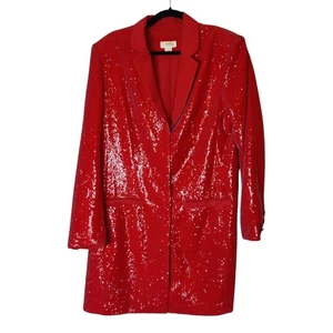 Maeve Anthropologie rot Pailletten Urlaub Blazer Kleid 14 Weihnachten Disco altes Geld - Bild 1 von 17