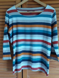 3/4 Sleeve Striped Cotton Top, Size 14, By MMaine - Picture 1 of 4