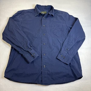 Camisa Eddie Bauer Para Hombre Mediana Azul Marino Manga Larga Algodón Abotonado - Imagen 1 de 8