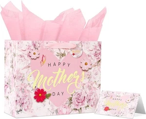 13" Mother’s Day Gift Bag Set with Card & Tissue, for Moms, Grandmas, Nanas - Picture 1 of 6
