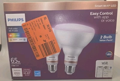 Philips BR30 Full Color Smart Wi-Fi LED 65W Light Bulb - Pack of 2 - Image 1 of 4