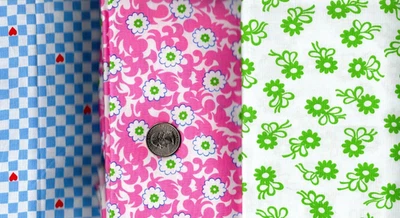 Lot of 2 Yards Quilt Craft Fabrics Cotton Moda, Windham Flower Sacks, Date Night - Image 1 of 4