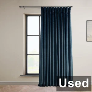 HPD 100"x108" Plush Extra Wide Velvet Blackout Curtain, Varsity Blue, 1 Panel - Picture 1 of 4