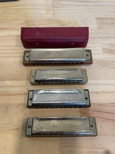 Vintage 6 Harmonica Lot~Hohner~Marine Band~Swing Band~Magnus 1945 Deluxe Used - Picture 1 of 8