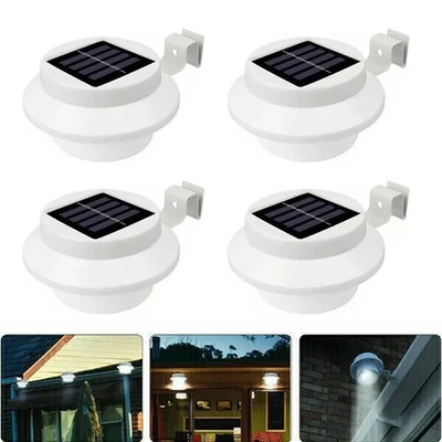 4 Pack Solar Powered LED Outdoor Gutter Lights with Brackets - Water Resistant - Image 1 of 4