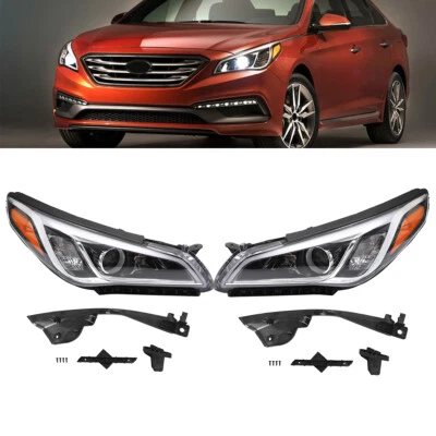 Pair Halogen Headlights Set for 2015 2016 2017 Hyundai Sonata Headlamp LH & RH - Image 1 of 4