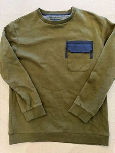 Nomad Sweatshirt mens Large Olive Green Chest Pocket Preppy Pullover Crew - Picture 1 of 5
