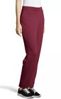 Womens Time And Tru Burgundy Fleece Pants Mid-Rise Relaxed Fit Small