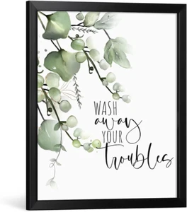 Bathroom Wall Art Decor, Framed Botanical Wall Art for Bathroom, Sage Green Wall - Picture 1 of 12