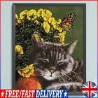 Full Embroidery Eco-cotton Thread 14CT Print Cat Be Enjoy Cross Stitch 35x42cm #