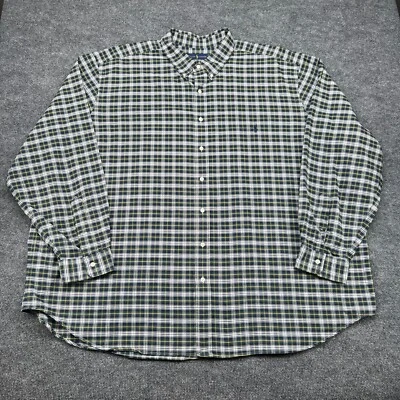 Ralph Lauren Shirt Adult Men's 4XLT Blue Green Plaid Button Up Long Sleeve - Image 1 of 4