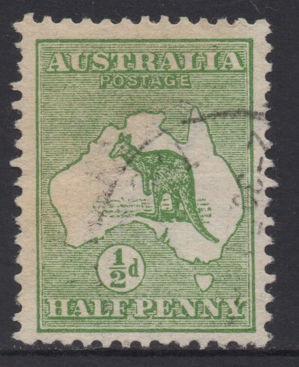AUSTRALIA 1913 1/2d GREEN KANGAROO STAMP (DIE I) VFU 1st.WMK SG.1 - Image 1 of 1