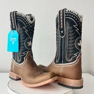 Stivali da cowboy uomo Lane RODEO HOUSTON 9,5 pelle marrone western punta smussata - Foto 1 di 12