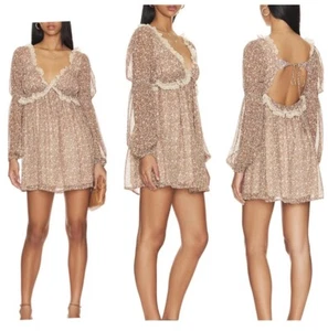NWT Free People Pennie Mini Long Sleeve Dress Ivory OB1621281 Size Large Boho - Picture 1 of 10